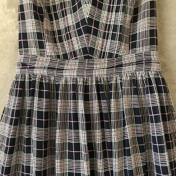 Club Monaco Cross Back Dress Size 4 Plaid V Neck Flowy Side Zip Special Occasion - Picture 15 of 15